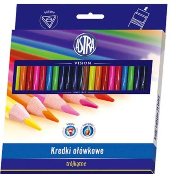 Kredki ołówkowe trójkątne. 24 kolory