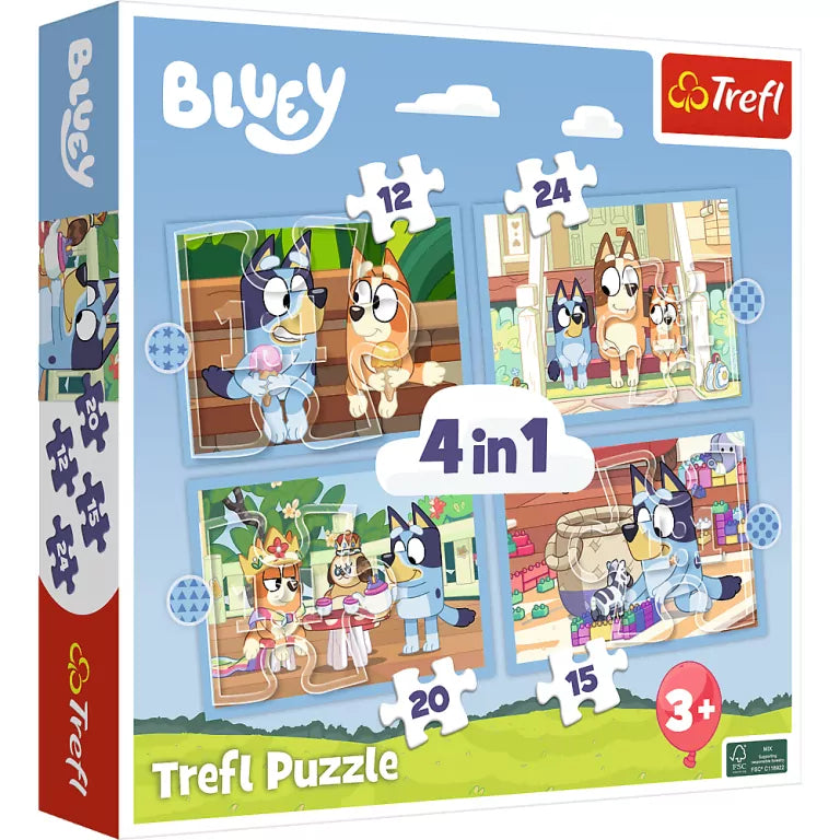 Trefl. Puzzle 4w1. Bluey i jego świat