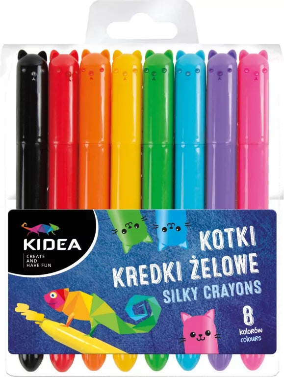 Kredki żelowe Kotki 8 kolorów KIDEA