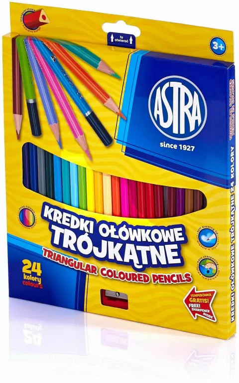 Kredki ołówkowe trójkątne. 24 kolory
