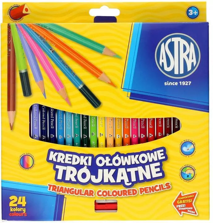 Kredki ołówkowe trójkątne. 24 kolory
