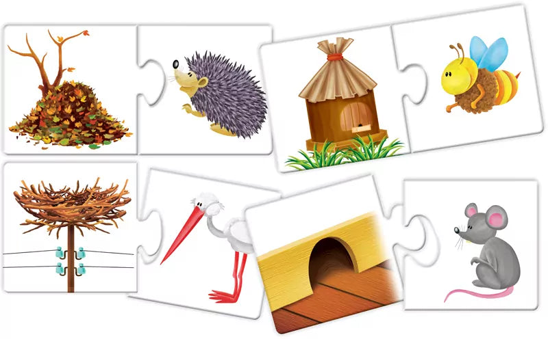 Domki i kryjówki. Puzzle edukacyjne. 24 elementy