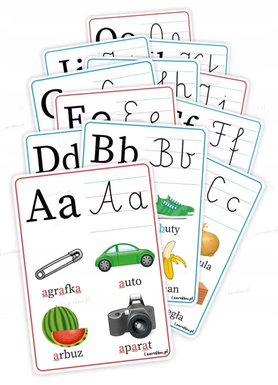 Plansze edukacyjne A5. Alfabet 23 karty
