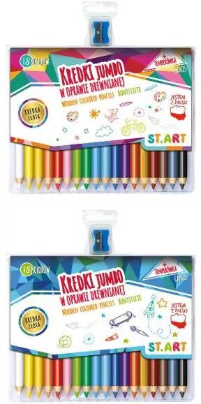 Kredki Jumbo St.Art w oprawie drewnianej, 18 kolorów + temperówka