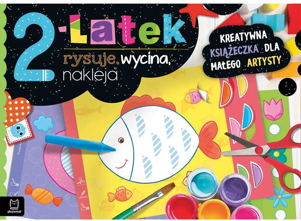 2-latek rysuje, wycina, nakleja