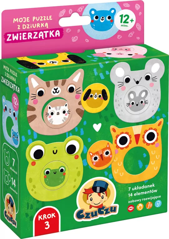 CzuCzu. Zwierzątka. Moje puzzle z dziurką. 12m+