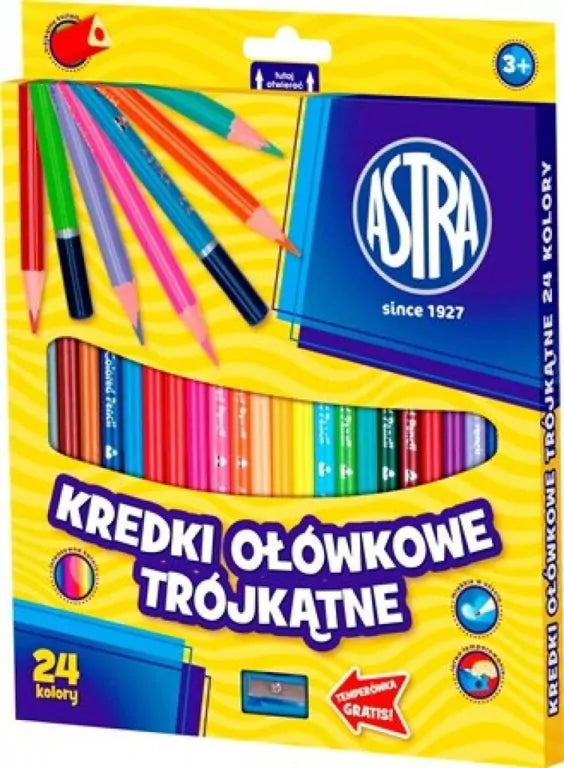 Kredki ołówkowe trójkątne. 24 kolory