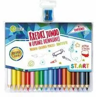 Kredki Jumbo St.Art w oprawie drewnianej, 18 kolorów + temperówka