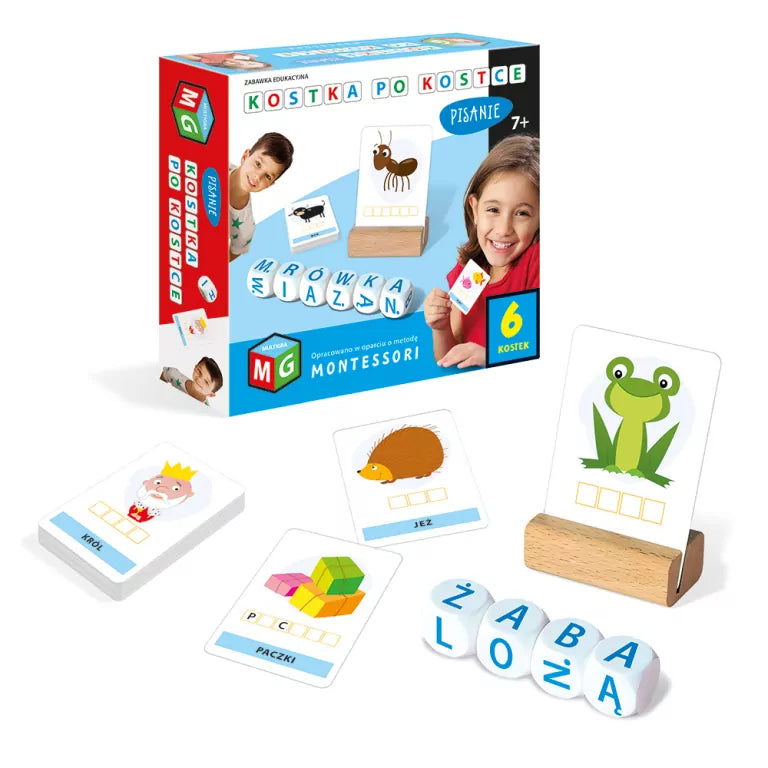 Kostka po kostce. Pisanie 6 kostek. Gra edukacyjna Montesori